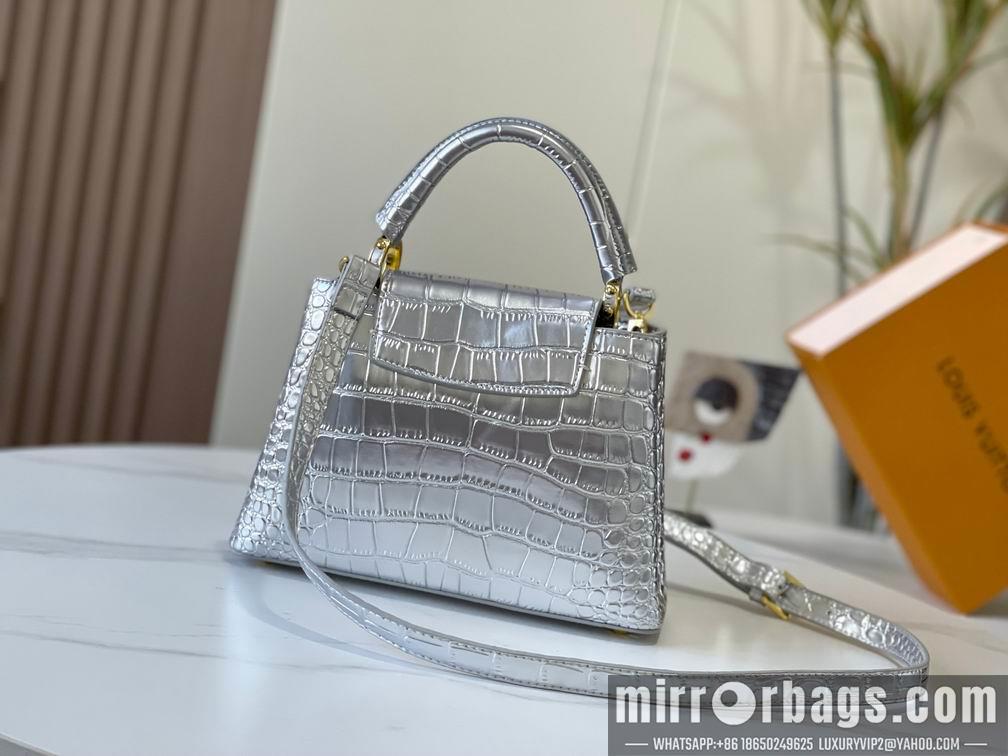 1:1 Louis Vuitton Bags N92173复古银色鳄鱼纹27x18x9cm cs
