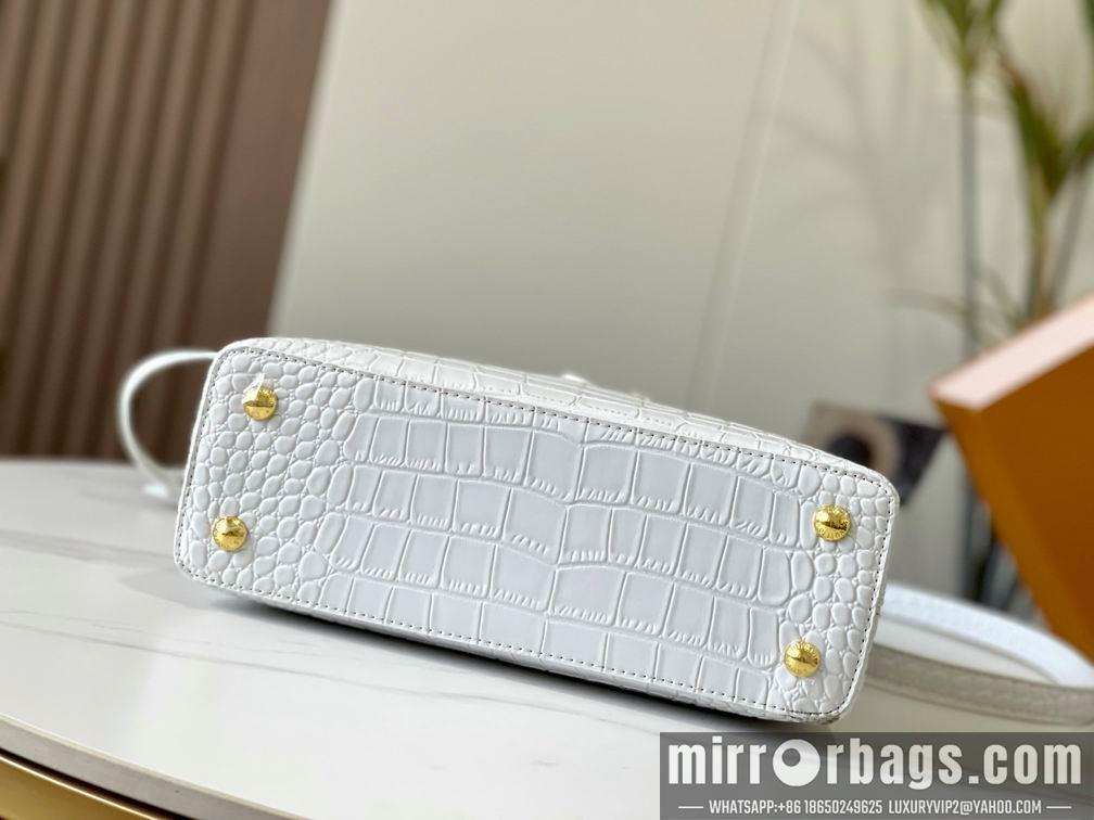 1:1 Louis Vuitton Bags N92967复古白色鳄鱼纹31.5x20x11cm cs
