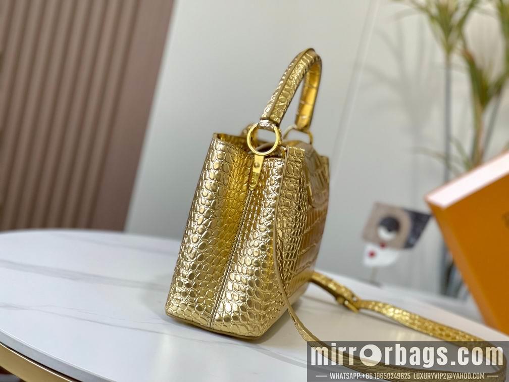 1:1 Louis Vuitton Bags N92173复古金色鳄鱼纹27x18x9cm cs