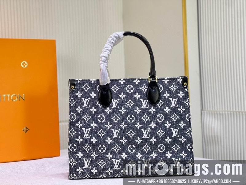 1:1 Louis Vuitton Bags Onthego M59608牛仔黑 35x28x15cm ss