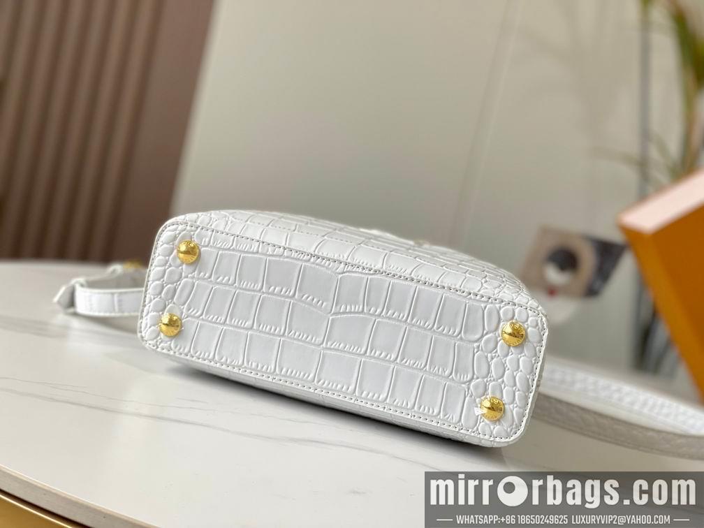 1:1 Louis Vuitton Bags N92173复古白色鳄鱼纹27x18x9cm cs