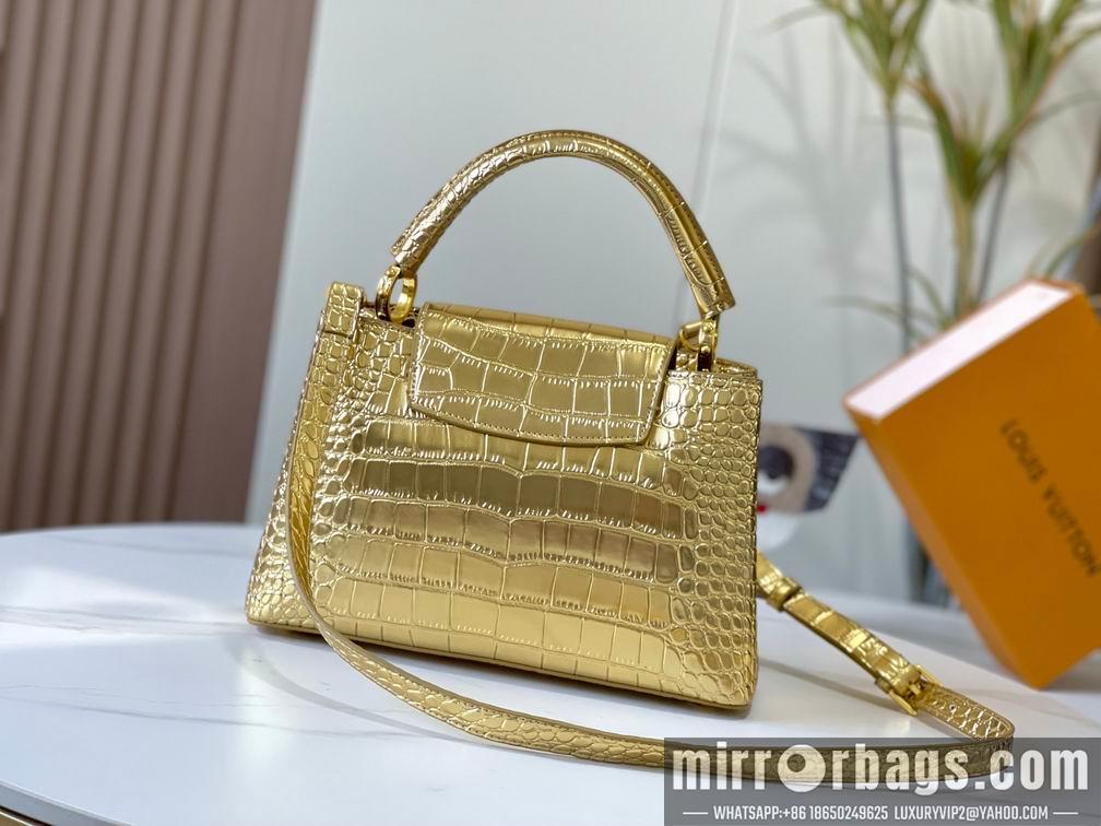 1:1 Louis Vuitton Bags N92173复古金色鳄鱼纹27x18x9cm cs