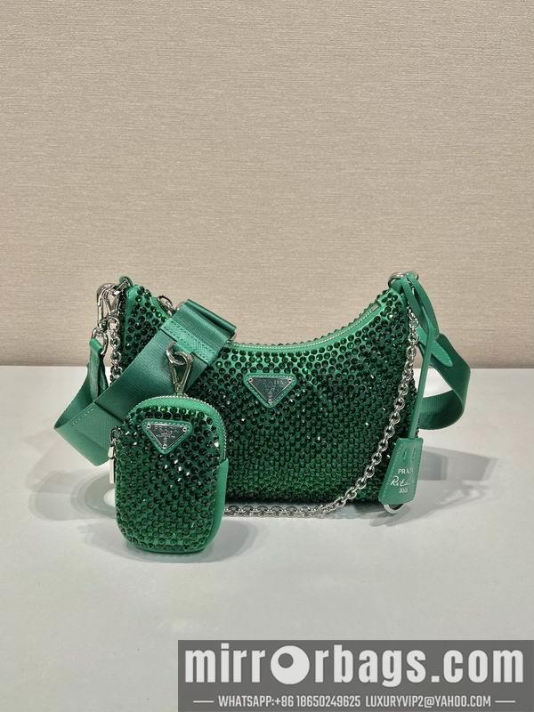 Prada Bags Prada 1BH204绿闪钻22x16x6cm AP