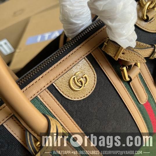 Gucci Bags 1:1 Gucci 715772棕皮-黑帆布27x18x14cm CN
