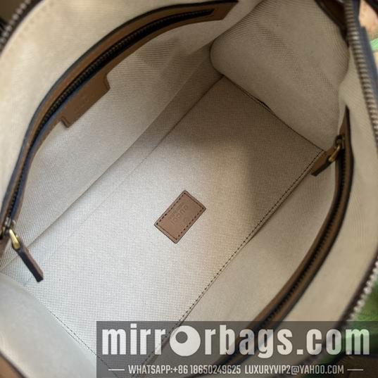 Gucci Bags 1:1 Gucci 715772棕皮-黑帆布27x18x14cm CN