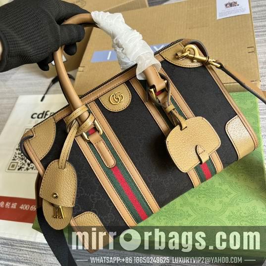 Gucci Bags 1:1 Gucci 715772棕皮-黑帆布27x18x14cm CN