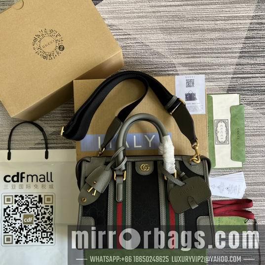 Gucci Bags 1:1 Gucci 715772灰皮-黑帆布27x18x14cm CN