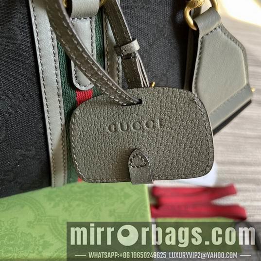 Gucci Bags 1:1 Gucci 715772灰皮-黑帆布27x18x14cm CN