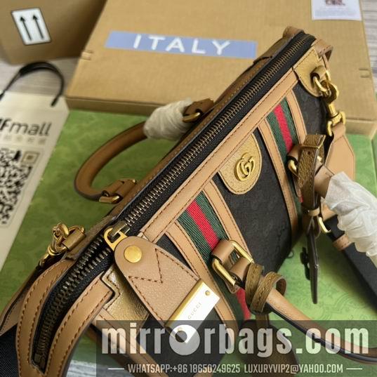 Gucci Bags 1:1 Gucci 715772棕皮-黑帆布27x18x14cm CN