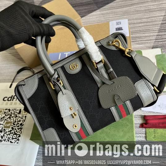 Gucci Bags 1:1 Gucci 715772灰皮-黑帆布27x18x14cm CN