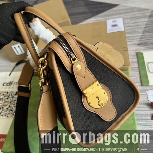 Gucci Bags 1:1 Gucci 715772棕皮-黑帆布27x18x14cm CN