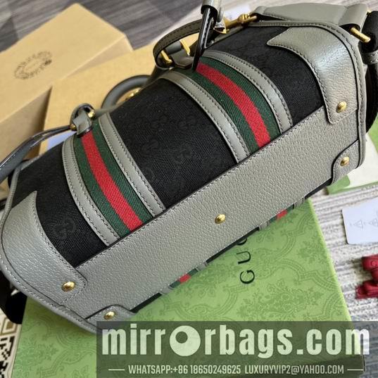 Gucci Bags 1:1 Gucci 715772灰皮-黑帆布27x18x14cm CN