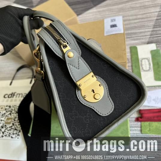 Gucci Bags 1:1 Gucci 715772灰皮-黑帆布27x18x14cm CN