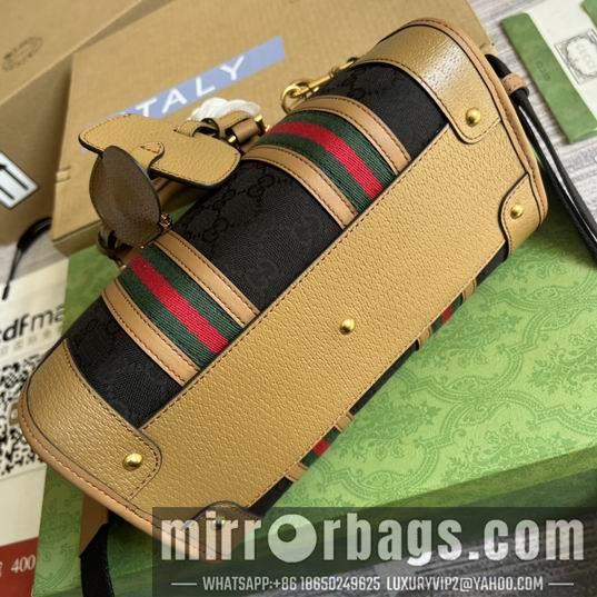 Gucci Bags 1:1 Gucci 715772棕皮-黑帆布27x18x14cm CN