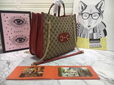 Gucci Bags 1:1 WD621144杏布红皮 35X27X12