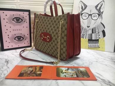 Gucci Bags 1:1 WD621144杏布红皮 35X27X12