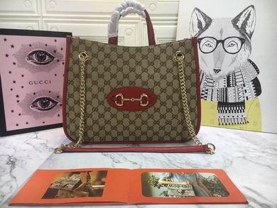 Gucci Bags 1:1 WD621144杏布红皮 35X27X12