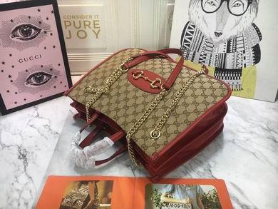 Gucci Bags 1:1 WD621144杏布红皮 35X27X12